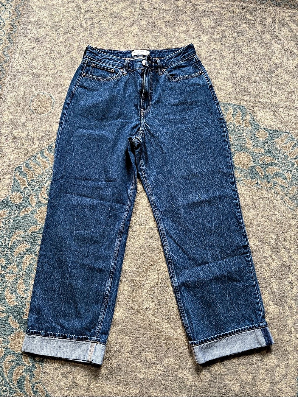 Abercrombie & Fitch Curve Love Straight Leg Jeans in Blue Waist 29